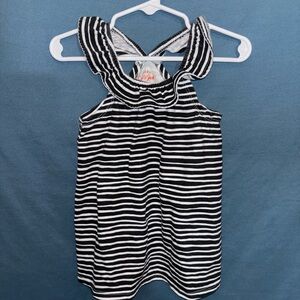 Cat & Jack Black and White Striped Ruffle Halter Tank